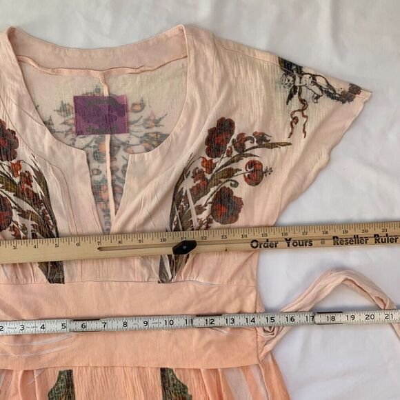 Y2K Butterfly Dropout Floral Milkmaid Midi Dress Size S Pink Burnout Fairycore - Picture 8 of 10